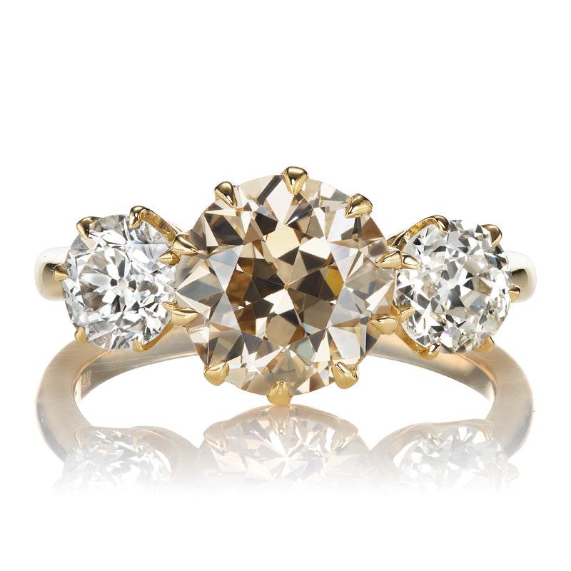 Champagne Transitional Cut Diamond with Contrasting Side Stones