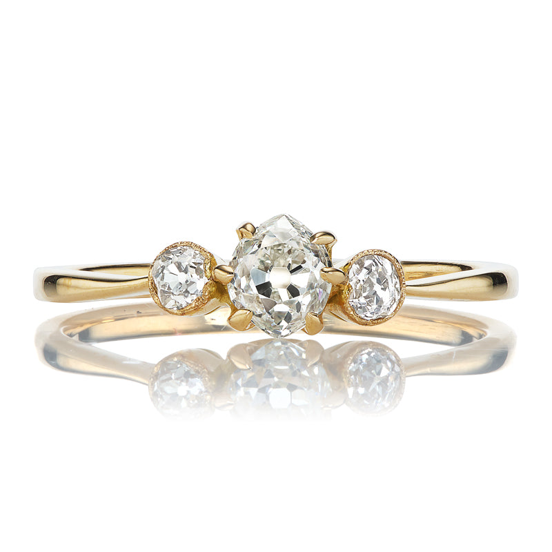 Dainty 3 Stone Old Cut Diamond Ring