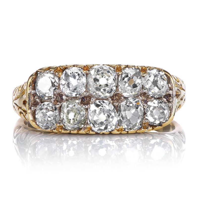 Victorian Era Double Row Old Mine Cut Ring