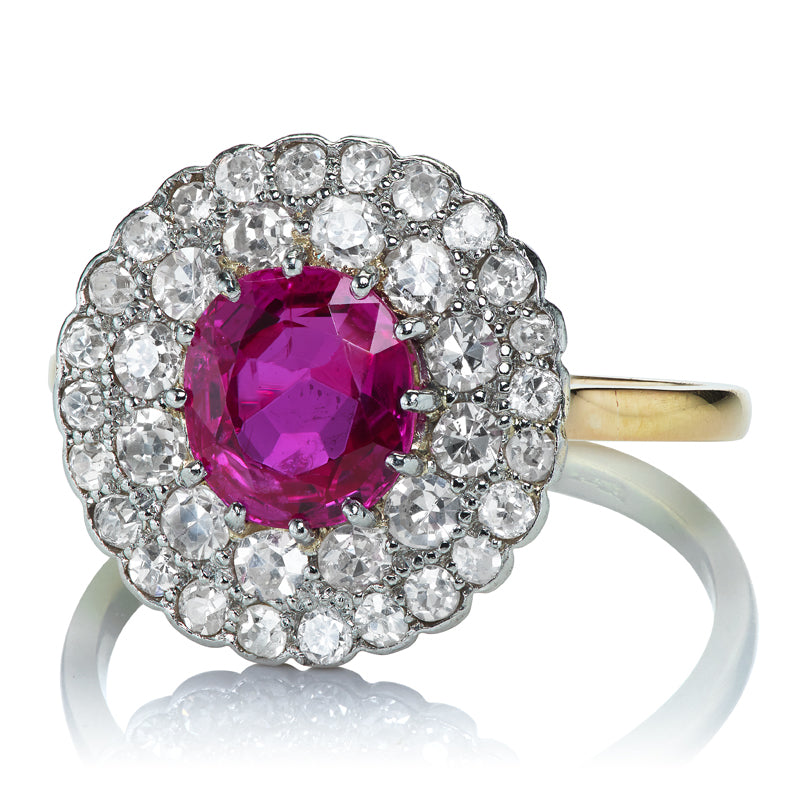 Burma No Heat Ruby and Diamond Ring with gemstone