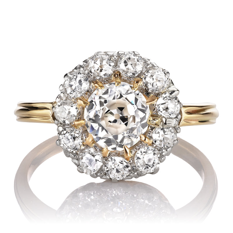 Two-Tone Antique Old European Cut Cluster Ring