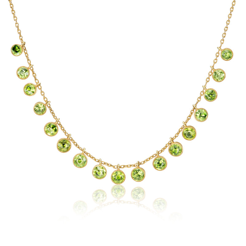 Antique Green Peridot Yellow Gold Necklace