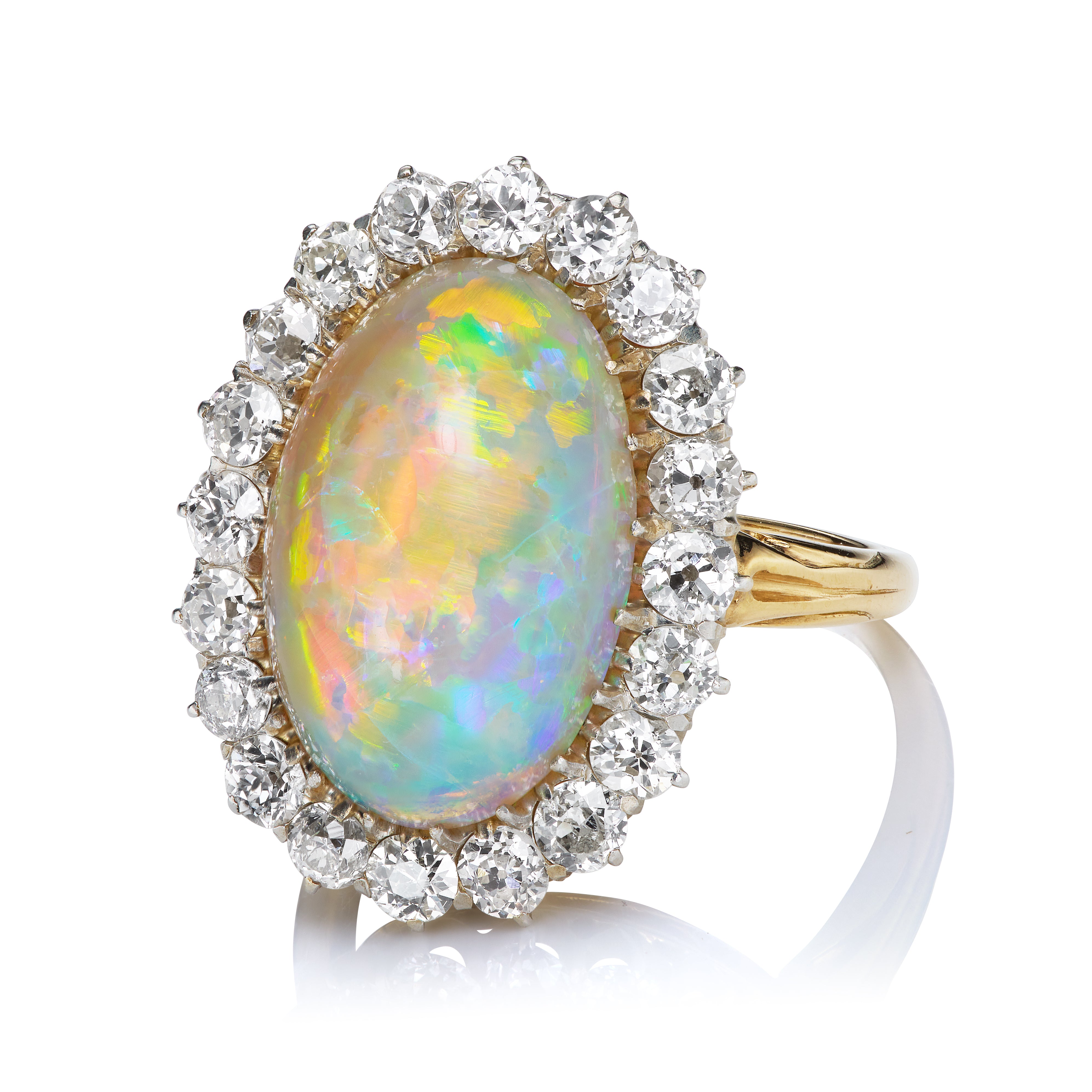 Antique Opal and Diamond Cluster Ring diamond engagement ring with gemstone