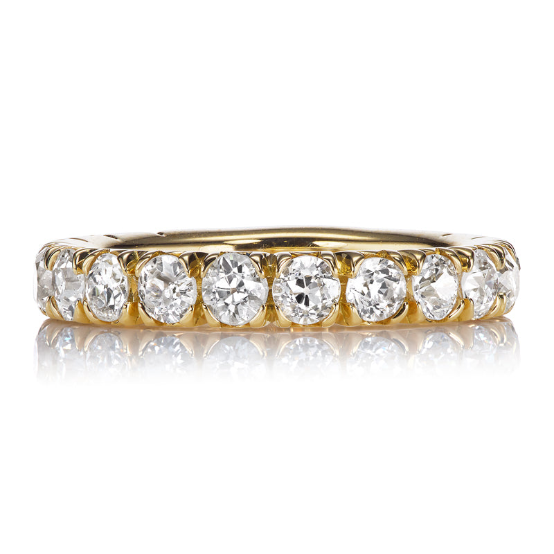 Old European Cut Diamond Wedding Band in Yellow Gold