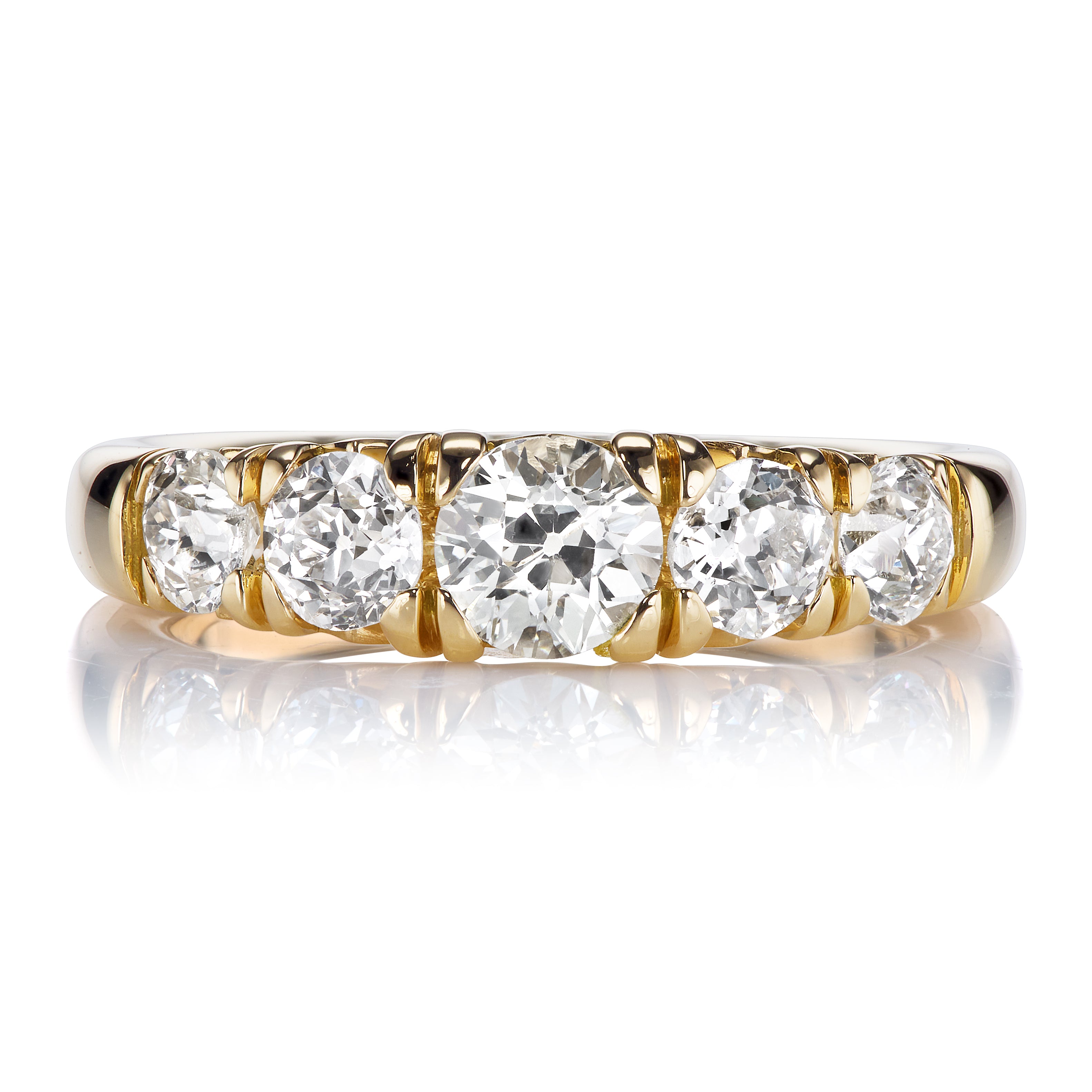 Five Stone Half Hoop OEC Diamond Wedding Band