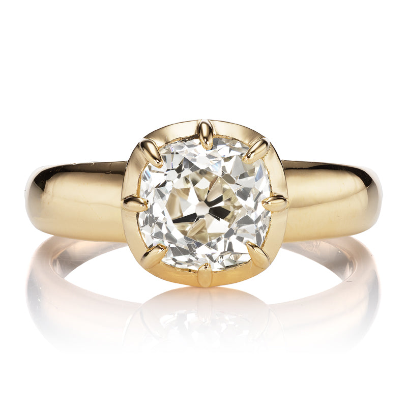 Old Mine Cut Diamond in Chunky Gold Collet Setting