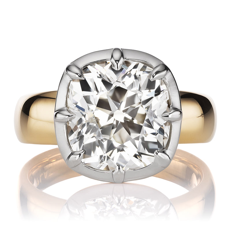 Two-Tone Collet Set 5 carat Old Mine Diamond Ring