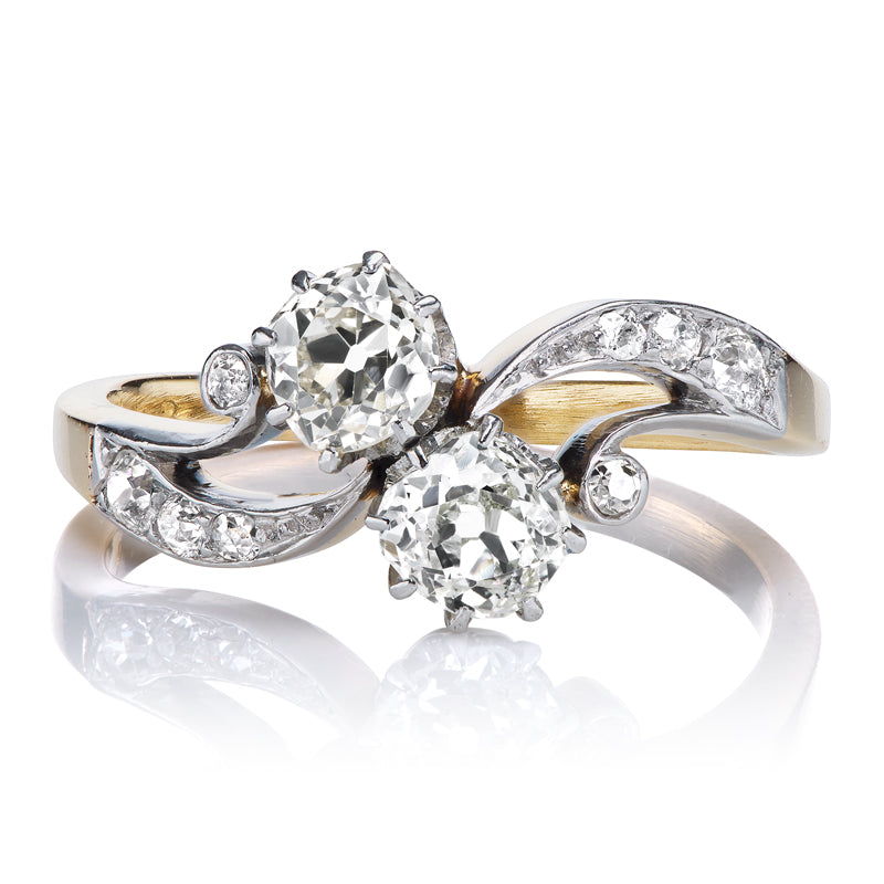 Vintage Toi Et Moi Two-Tone Engagement Ring
