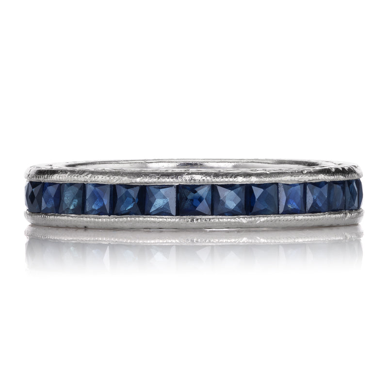 Platinum French Cut Sapphire Band