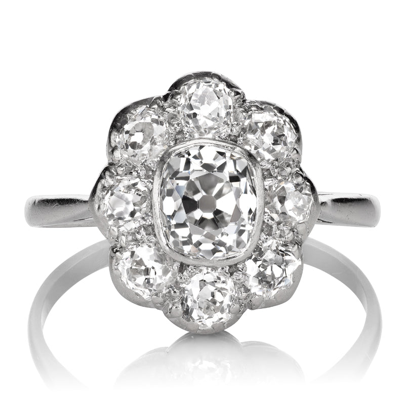 Bright Edwardian Cluster Ring in Platinum