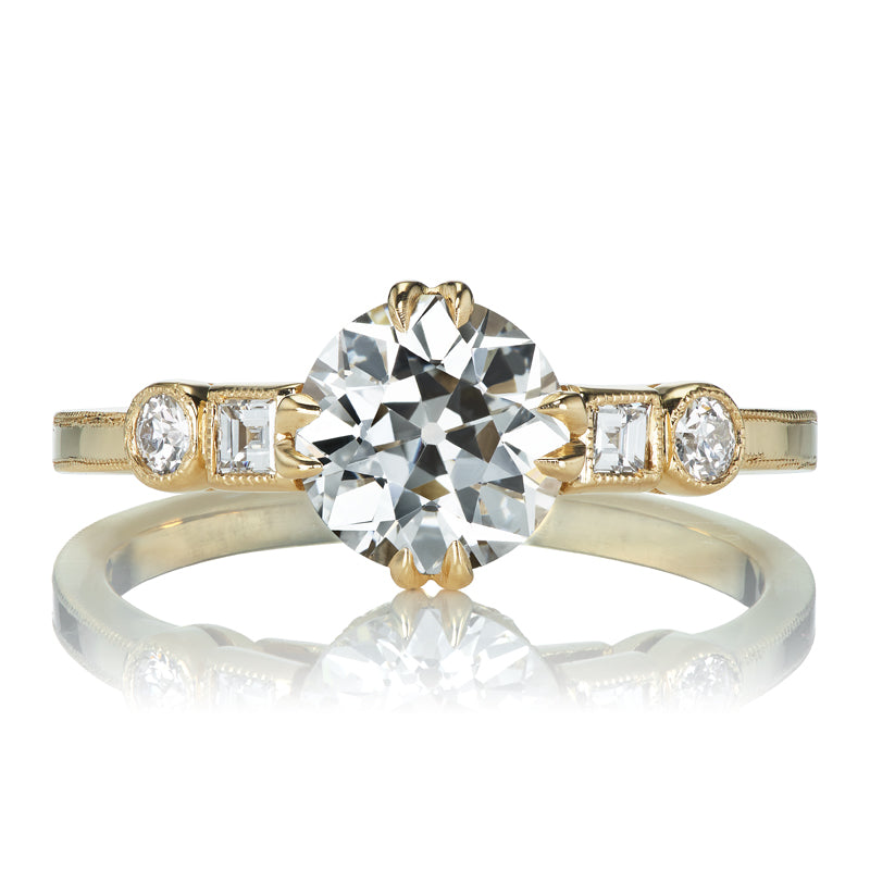 1.31ct Old European Cut Diamond with French Cut Accent Stones