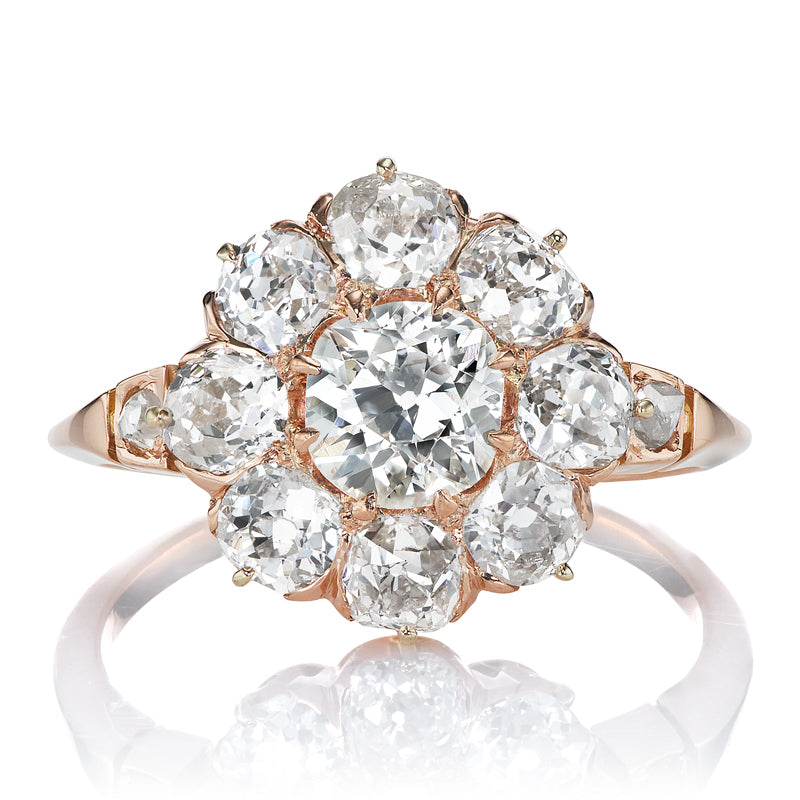 Vintage Old Mine Cut Diamond Cluster Ring