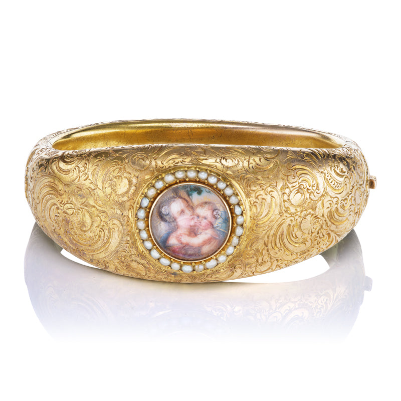 Antique Victorian Era Bangle with Painting