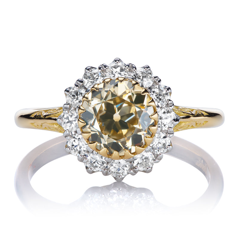 1.2 Carat Champagne Antique Diamond with Halo of Diamonds