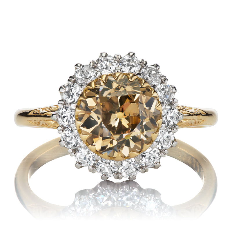 Fancy Brown-Yellow OEC Cluster Ring
