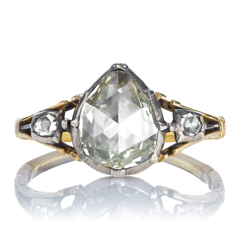 Georgian Era Pear Rose Cut Diamond Ring