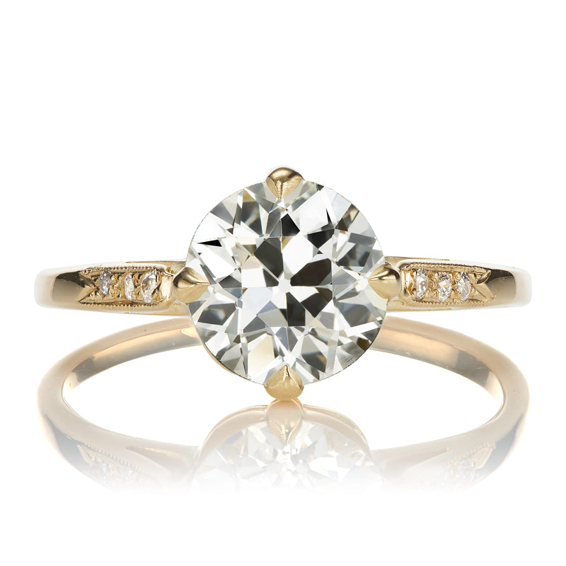 Old European Cut Diamond Engagement Ring with Small Side Stones