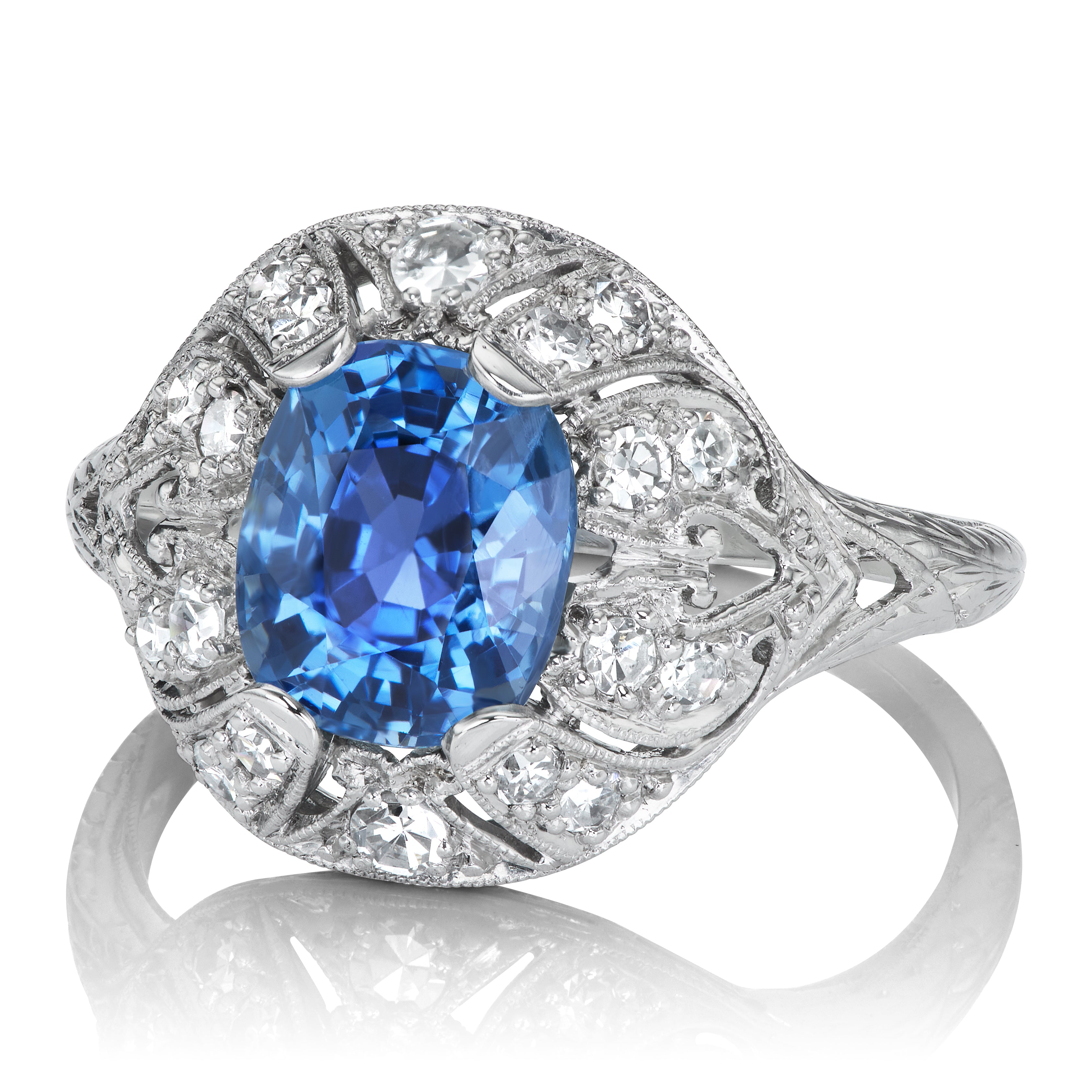 2.18ct No Heat Burma Sapphire diamond with gemstone