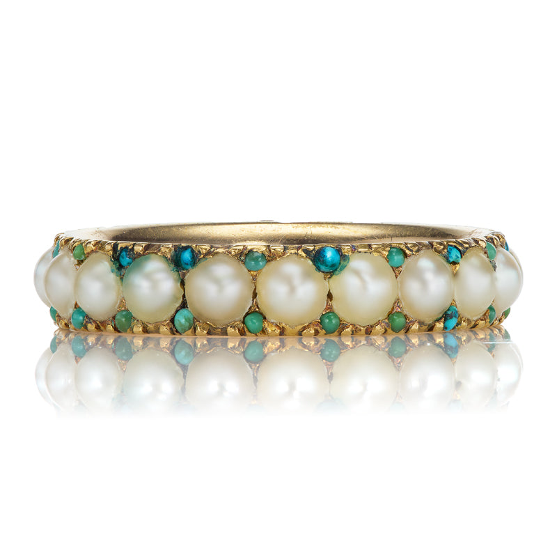 Antique Pearl and Turquoise Eternity Band