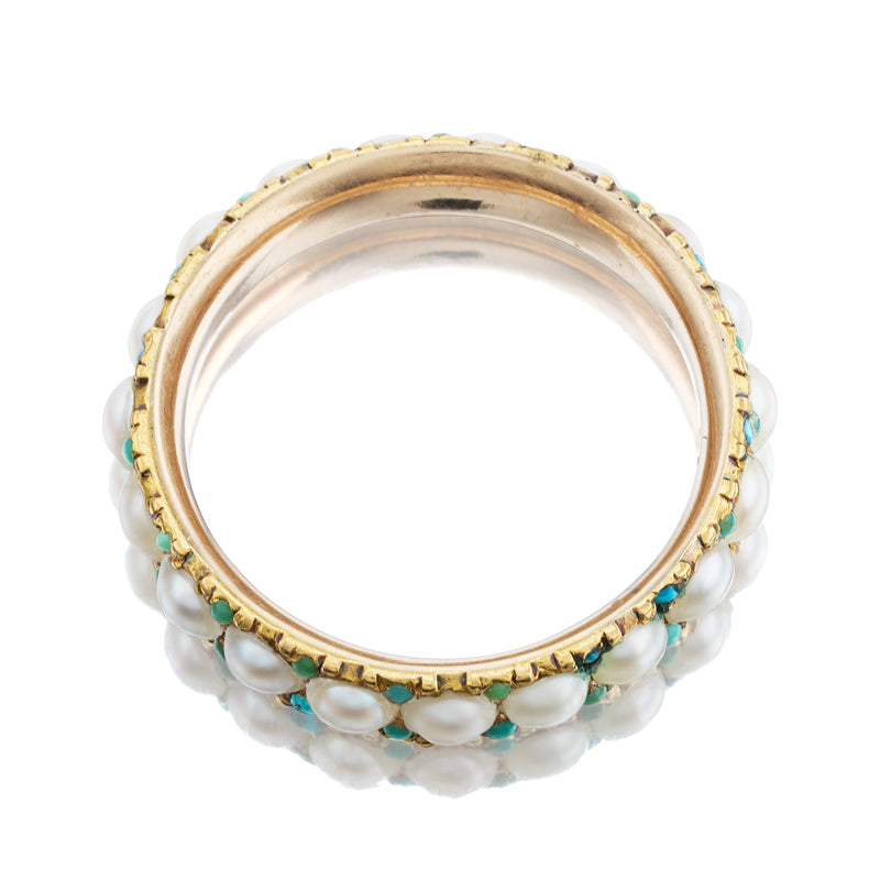 Antique pearl eternity band diamond with gemstone