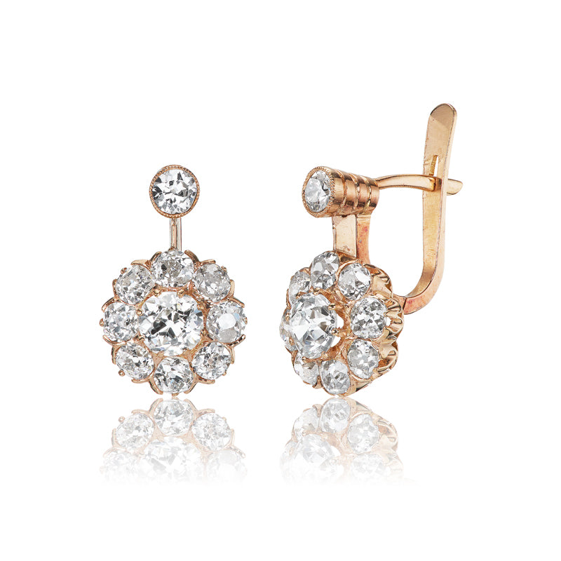 Antique Floral Diamond Earrings