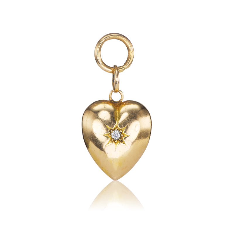 Antique Heart Pendant with OMC Diamond Center Stone