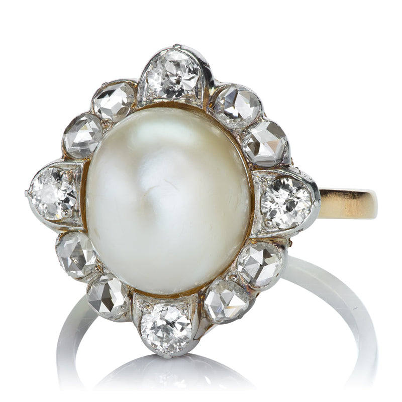 Natural Saltwater Pearl and Diamond Ring diamond engagement ring