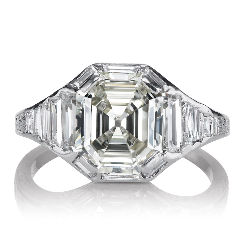 Platinum Set 2 Carat Asscher Cut Diamond Engagement Ring