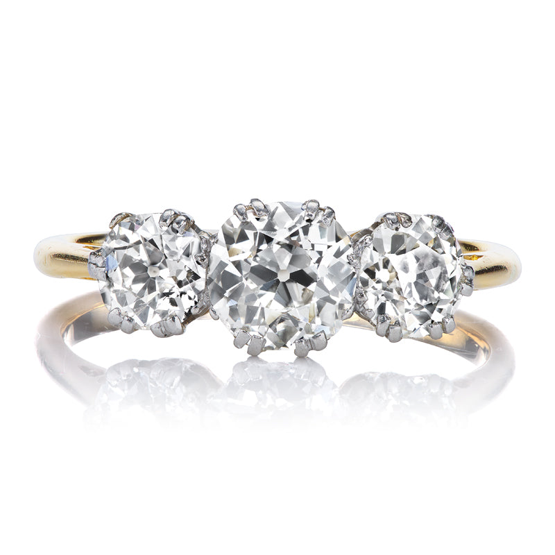 Antique Three Stone Two-Toned Ring