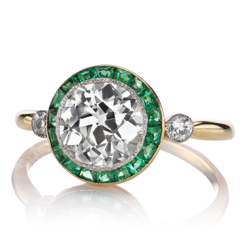 Art Deco Diamond and Emerald Ring diamond with gemstone