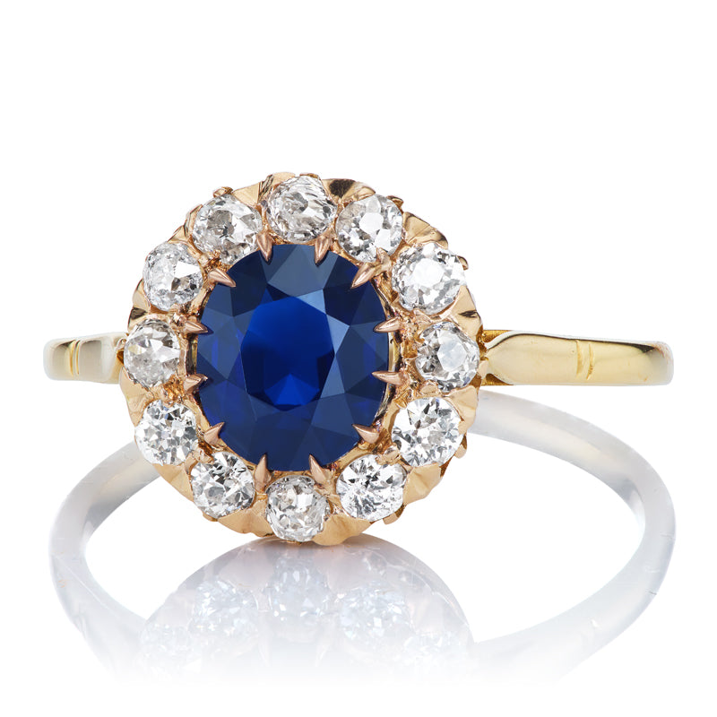 1.55ct Oval Cut Sapphire diamond engagement ring with gemstone