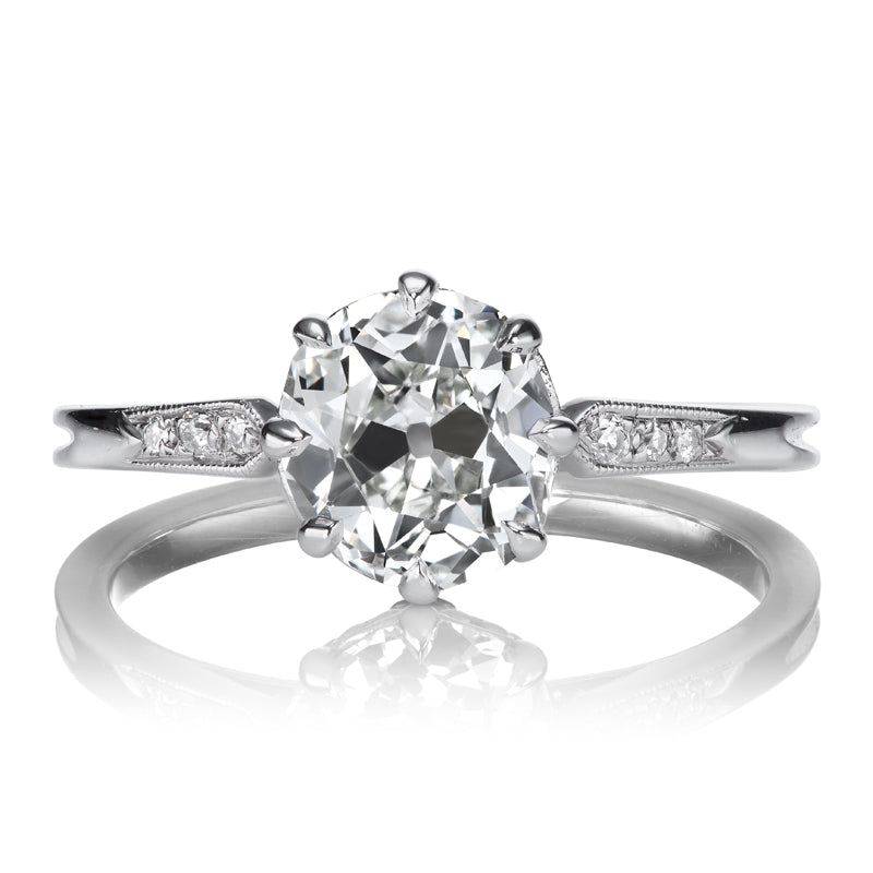 Edwardian Style 1.52 Carat Old Mine Cut Diamond Engagement Ring in a Platinum Setting