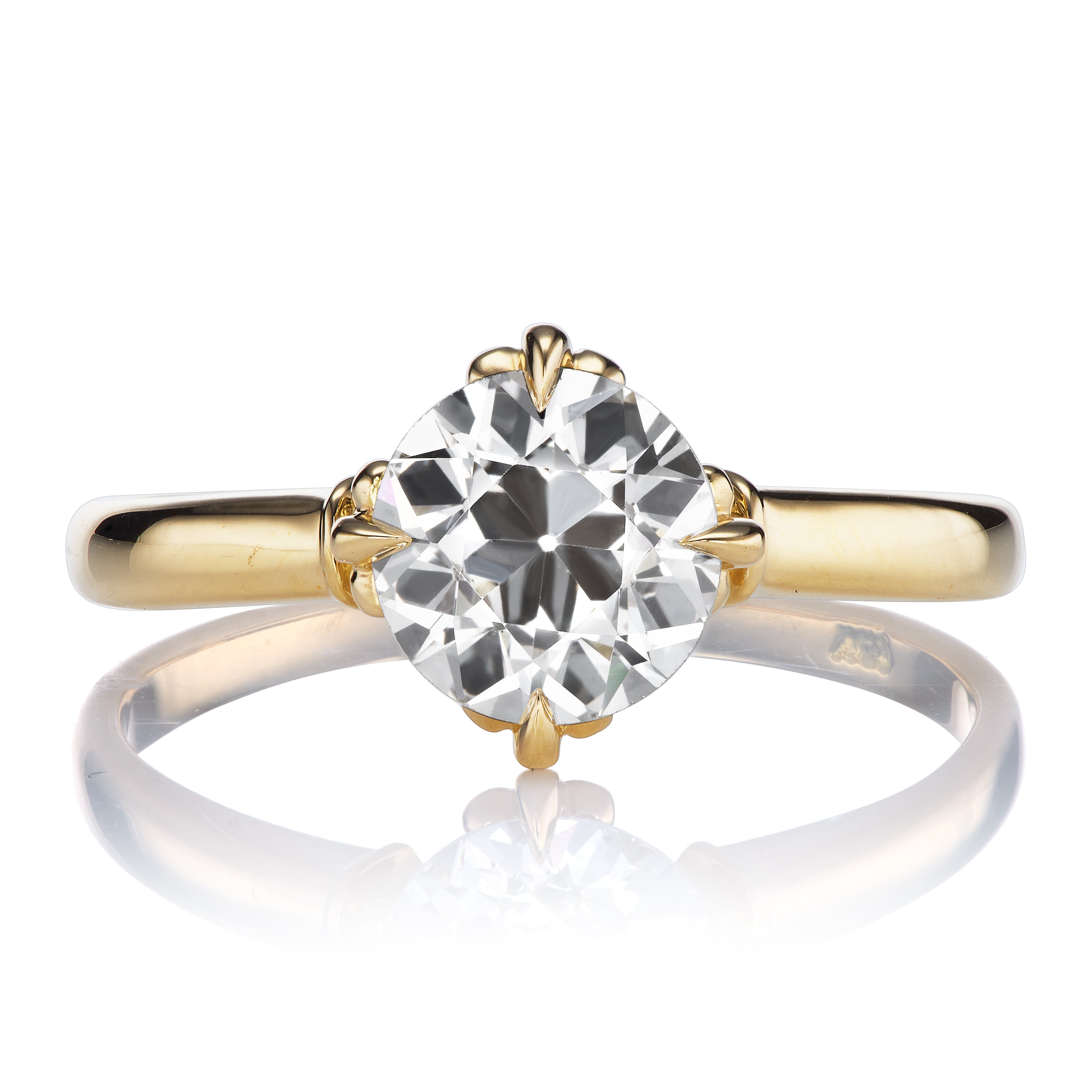 1.3 Carat Old European Cut Diamond Set in Yellow Gold Compass Prong Setting