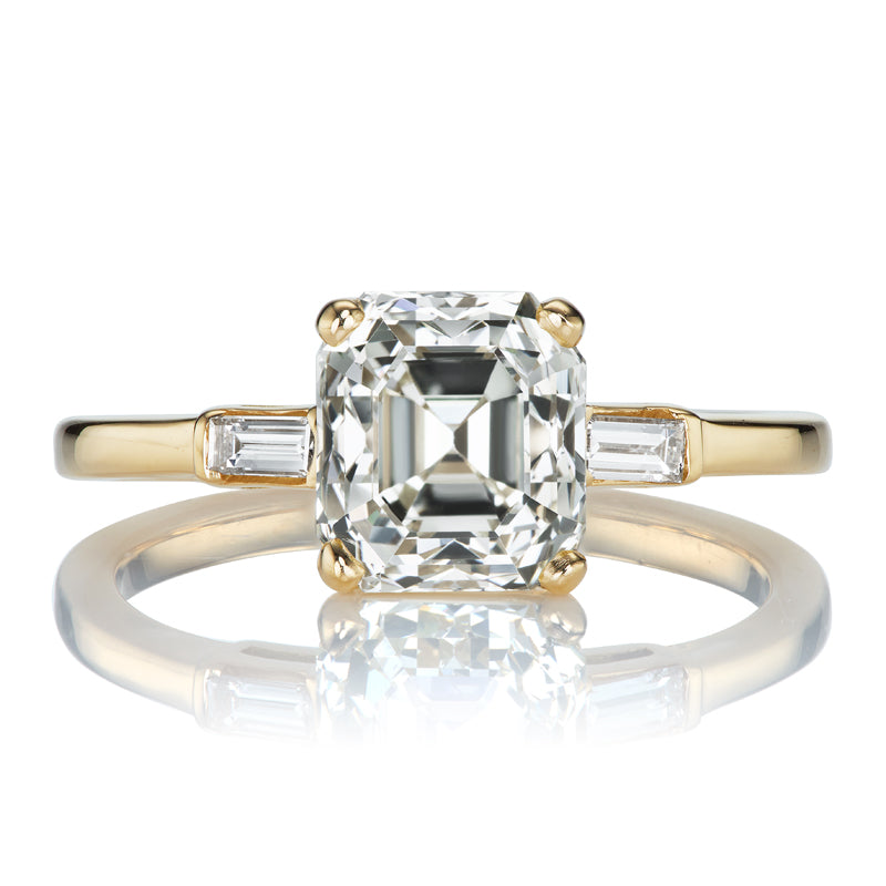 Asscher Cut Diamond Engagement Ring with Horizontal Baguettes