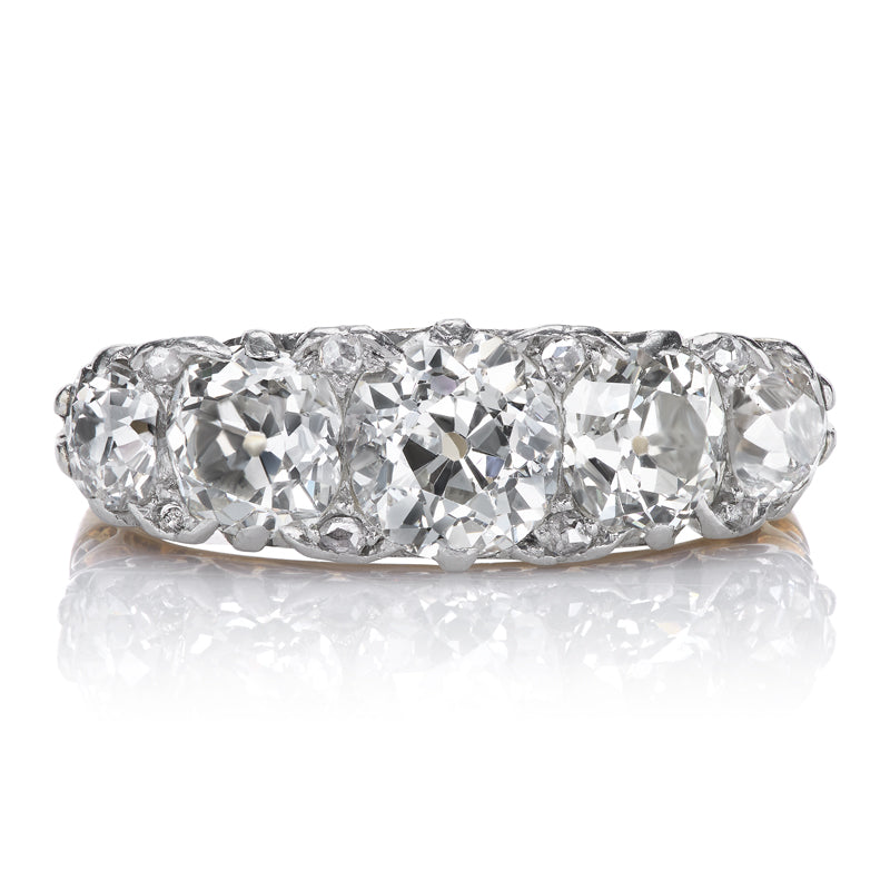 Antique Five Stone Old Mine Cut Diamond Ring