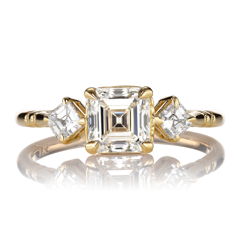 Asscher Cut Diamond Ring with Side Stones