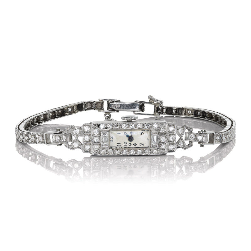 Delicate Vintage Diamond, Platinum, and White Gold Watch