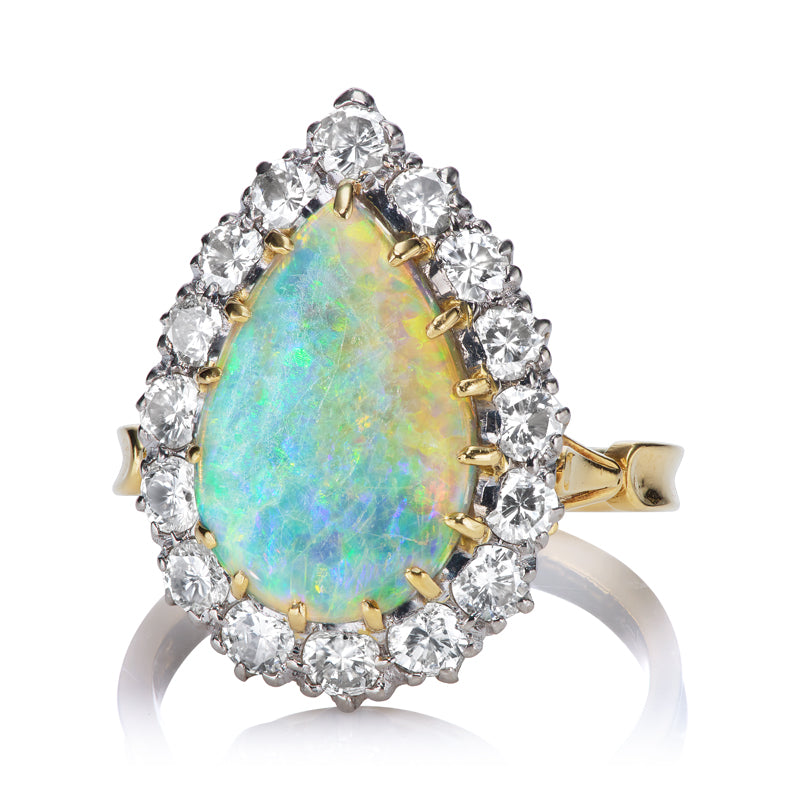 4.00 Carat Opal and Diamond Ring diamond with gemstone