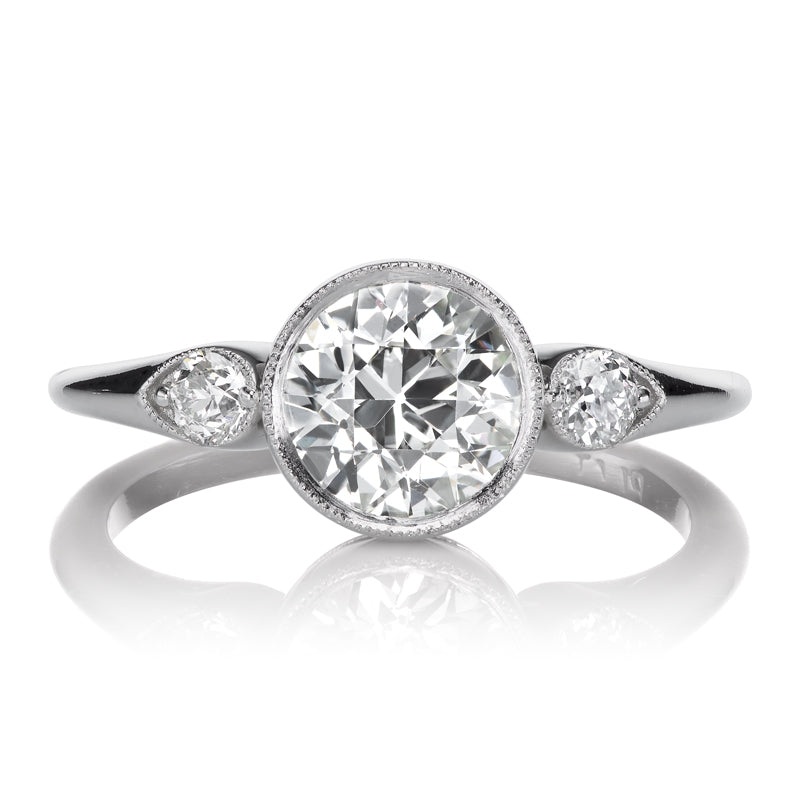 1.20 Carat Transitional Cut Diamond Engagement Ring Bezel Set with Side Stones