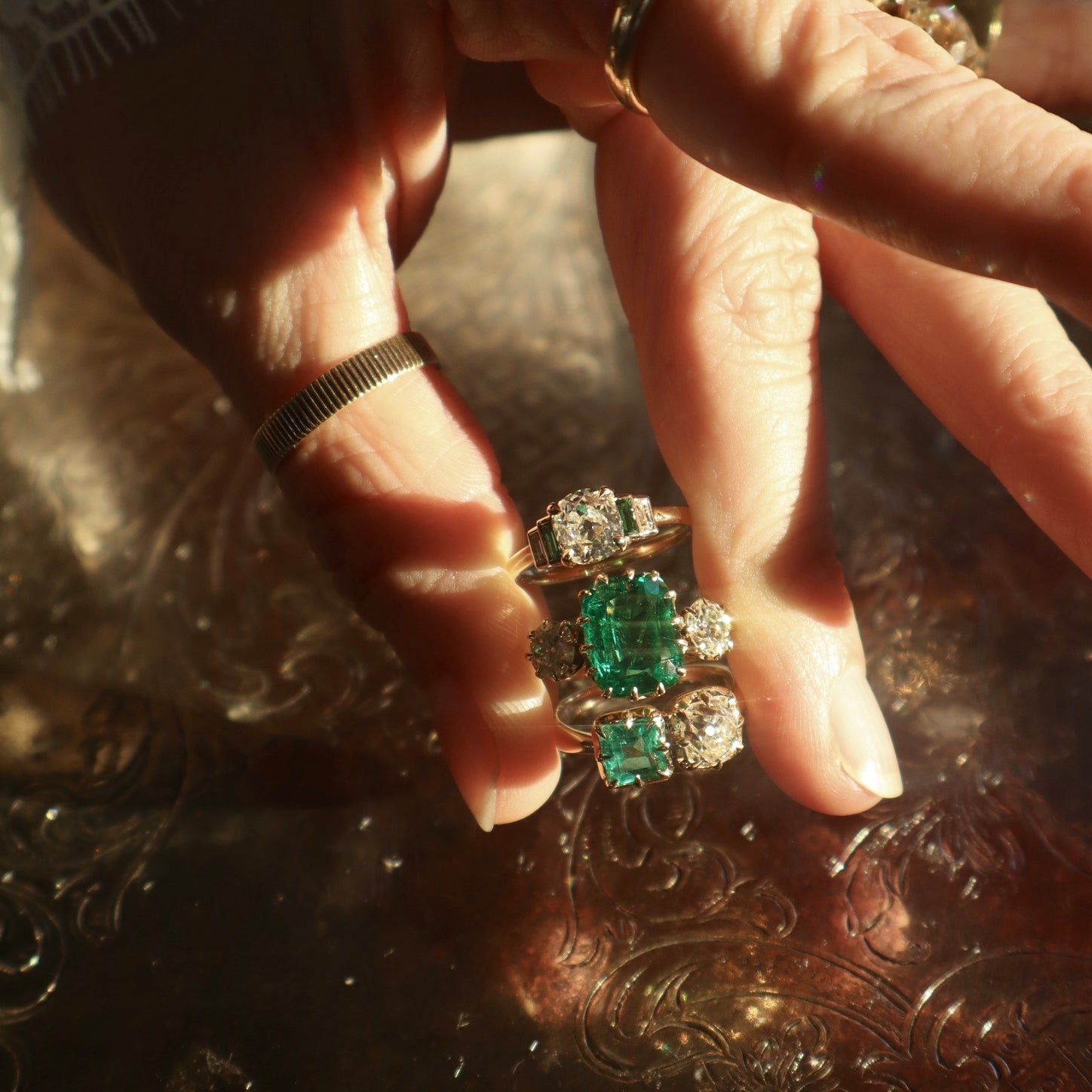 AB MADE diamond engagement ring with gemstone