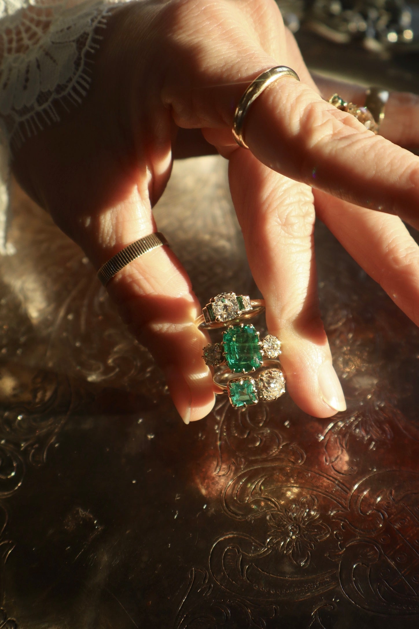 AB MADE diamond engagement ring with gemstone