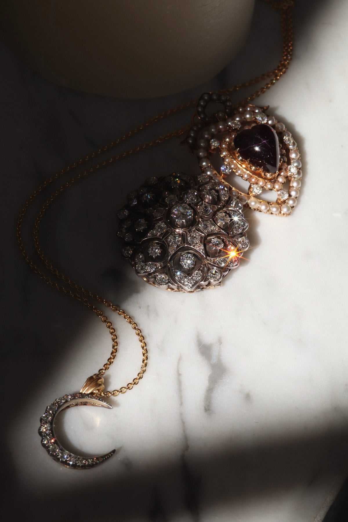 Old Mine cut diamond Pendants