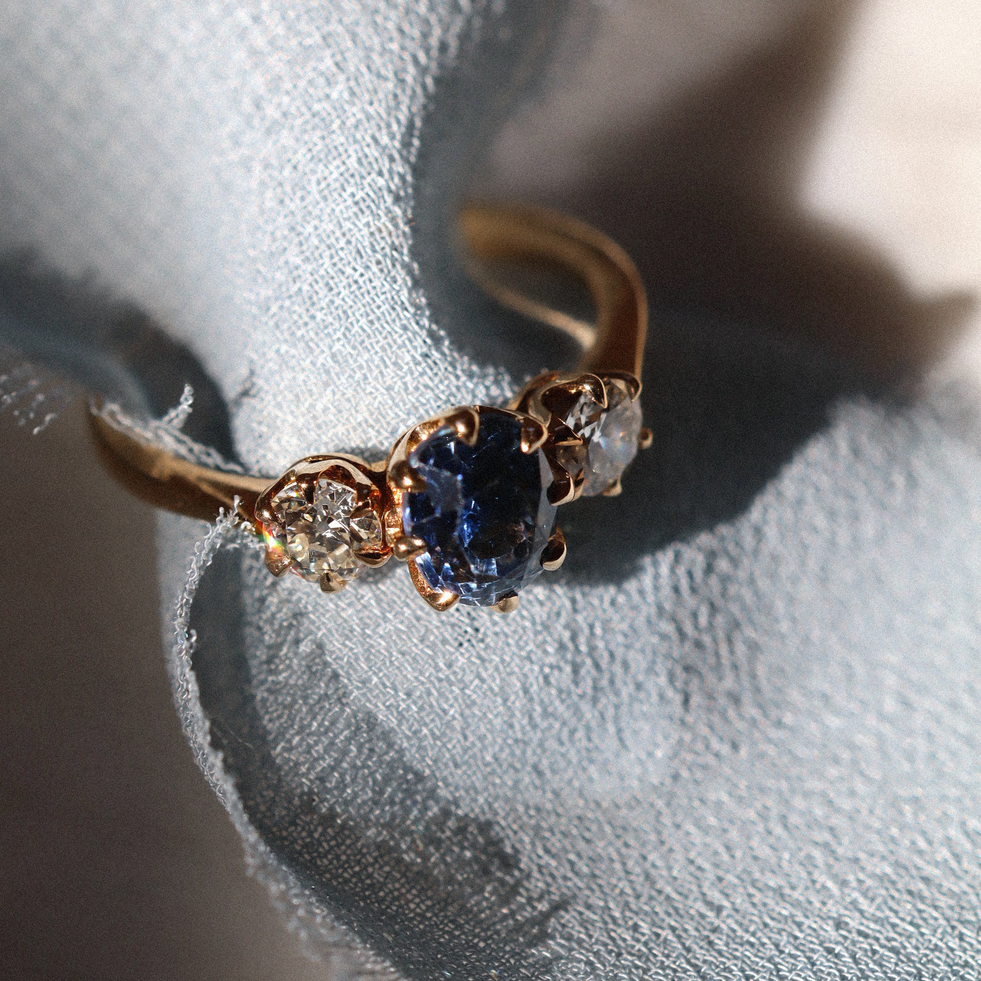 AB MADE diamond engagement ring with gemstone