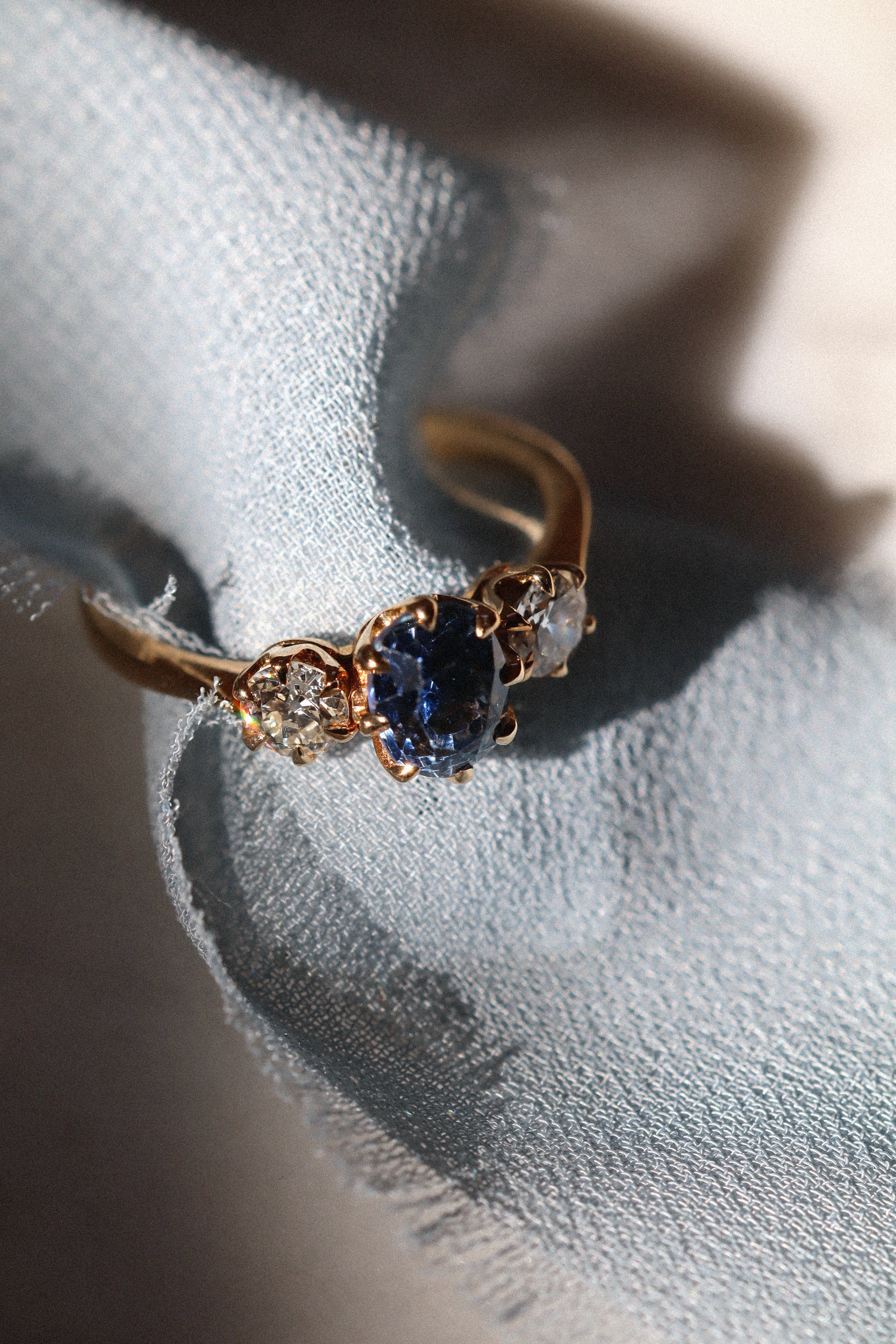 AB MADE diamond engagement ring with gemstone