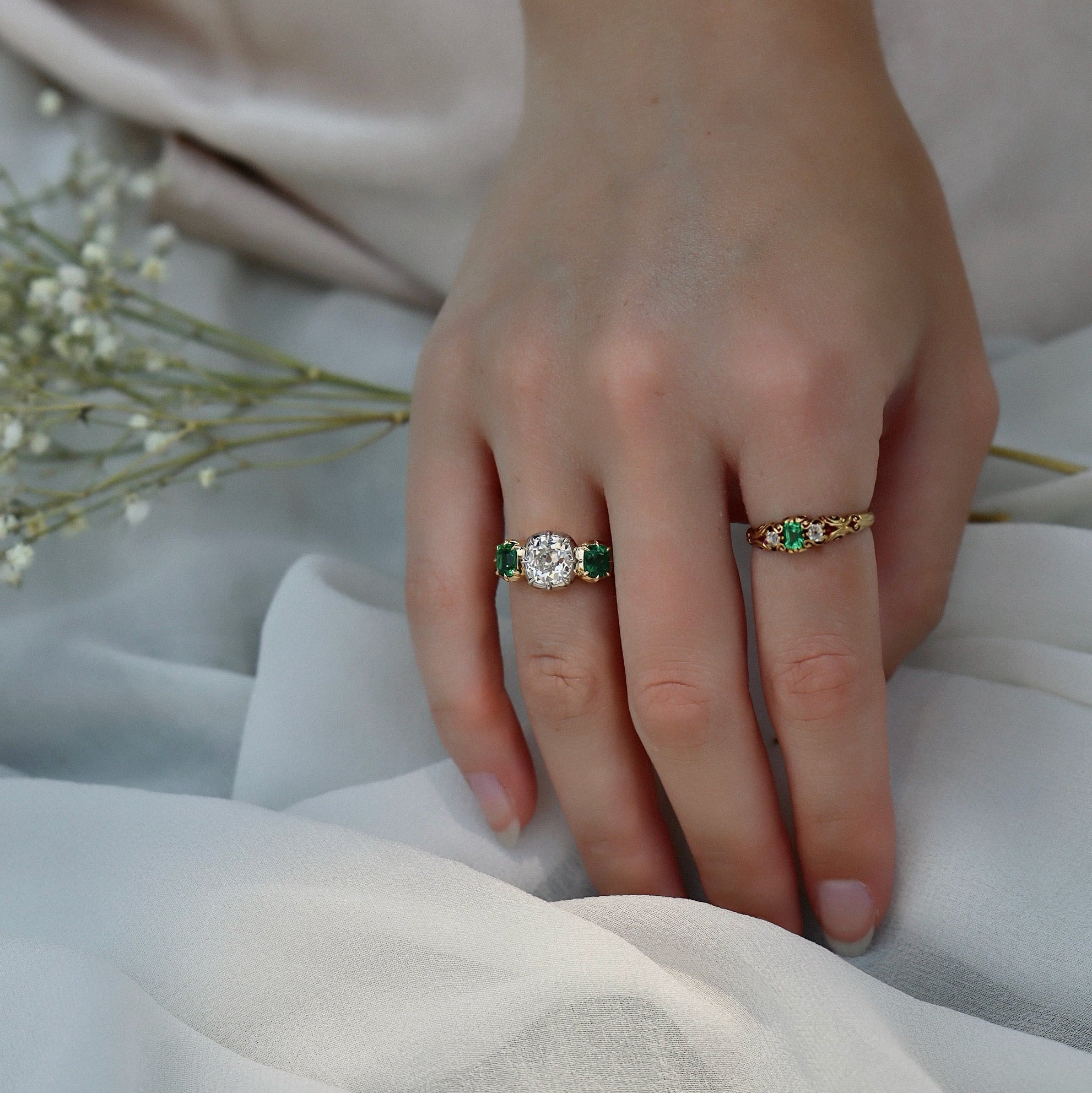 AB MADE diamond engagement ring with gemstone