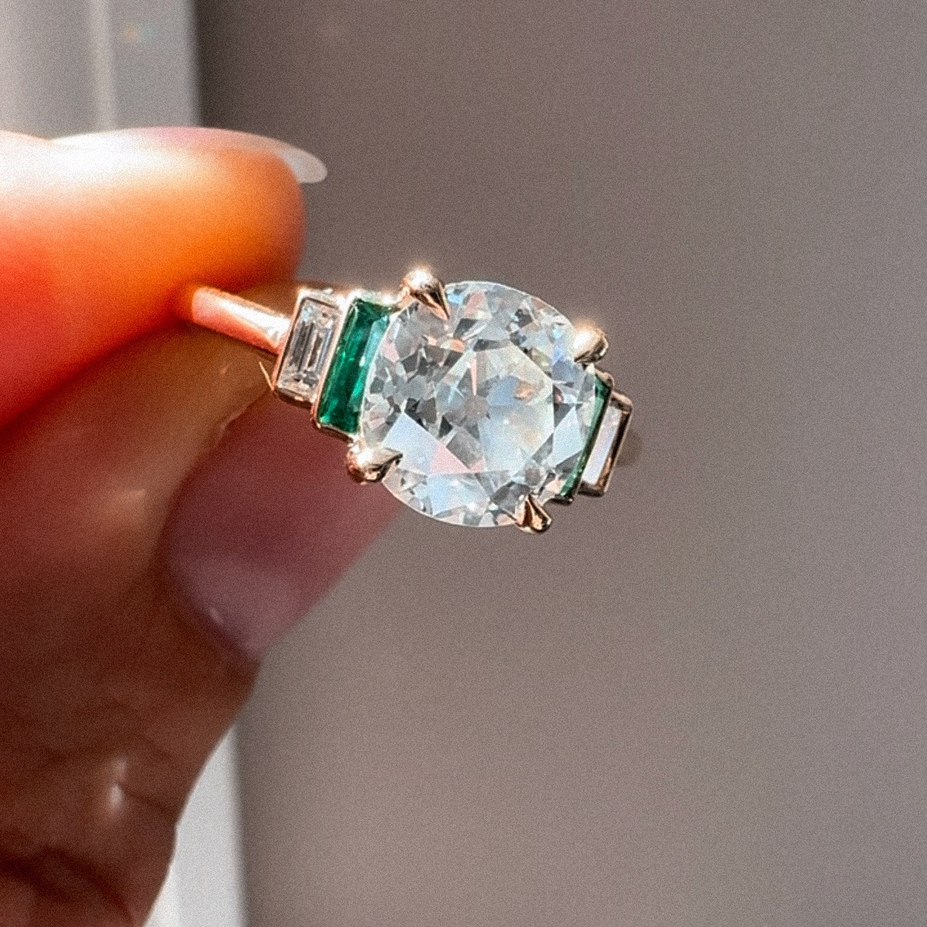 AB MADE diamond engagement ring with gemstone