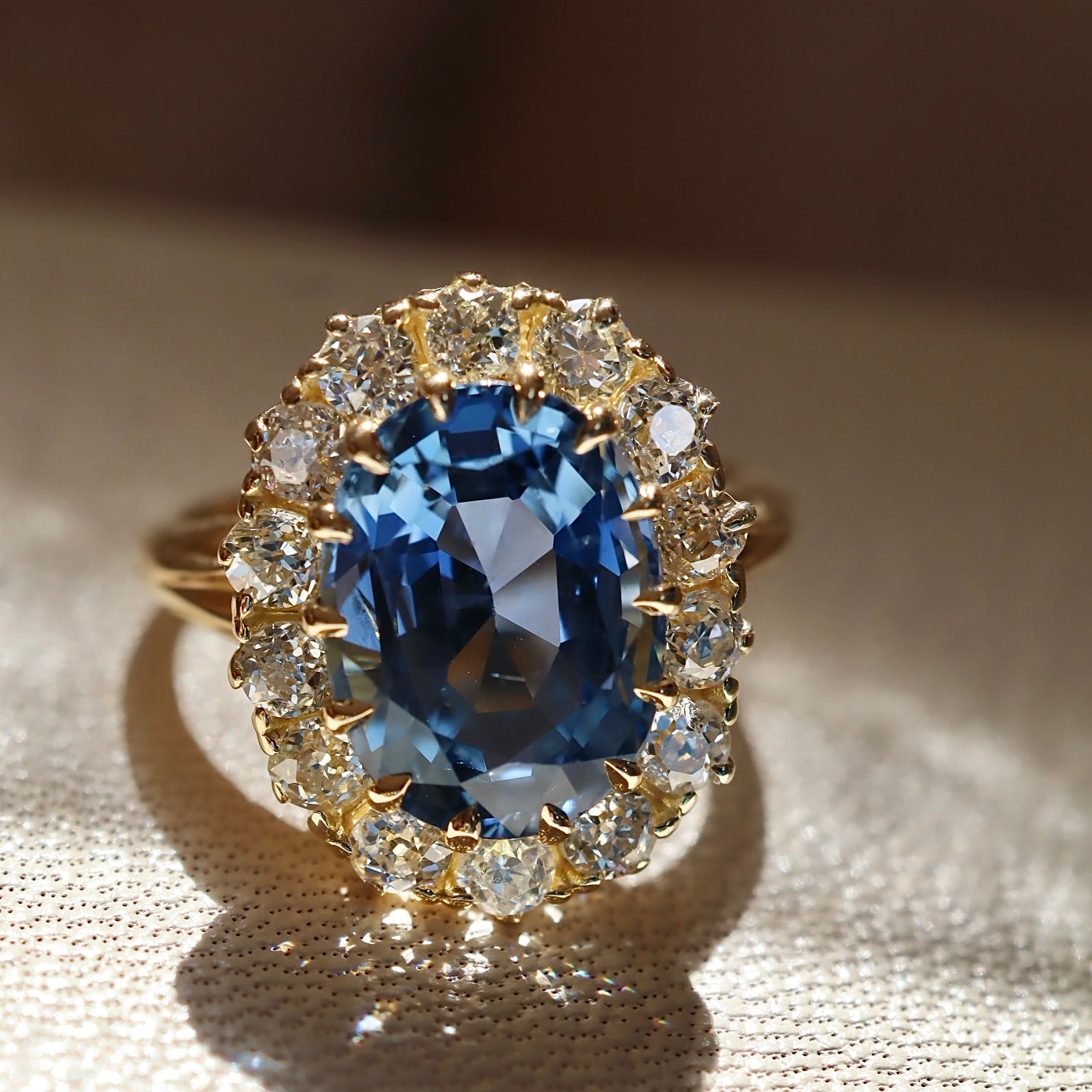 AB MADE diamond engagement ring with gemstone