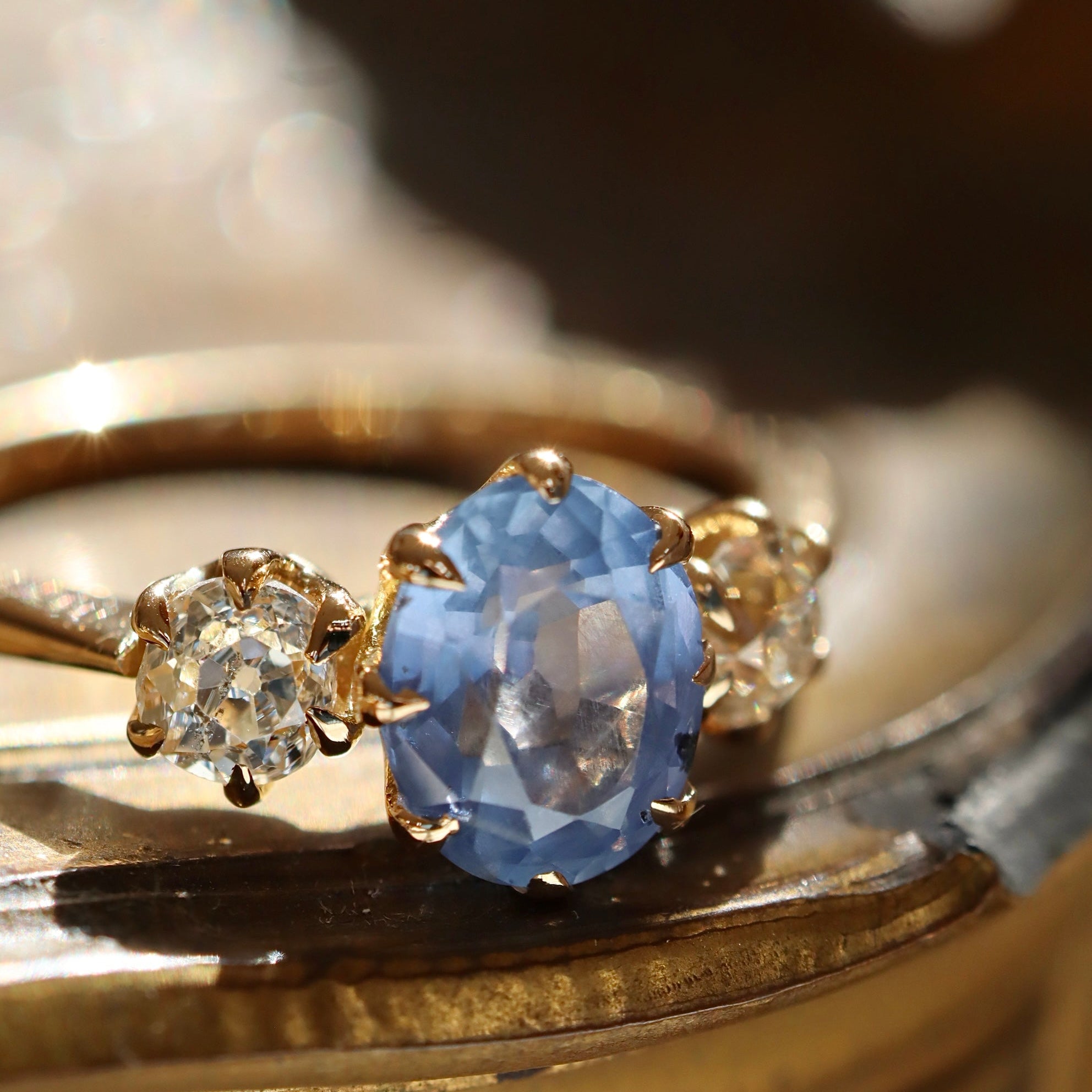 AB MADE diamond engagement ring with gemstone