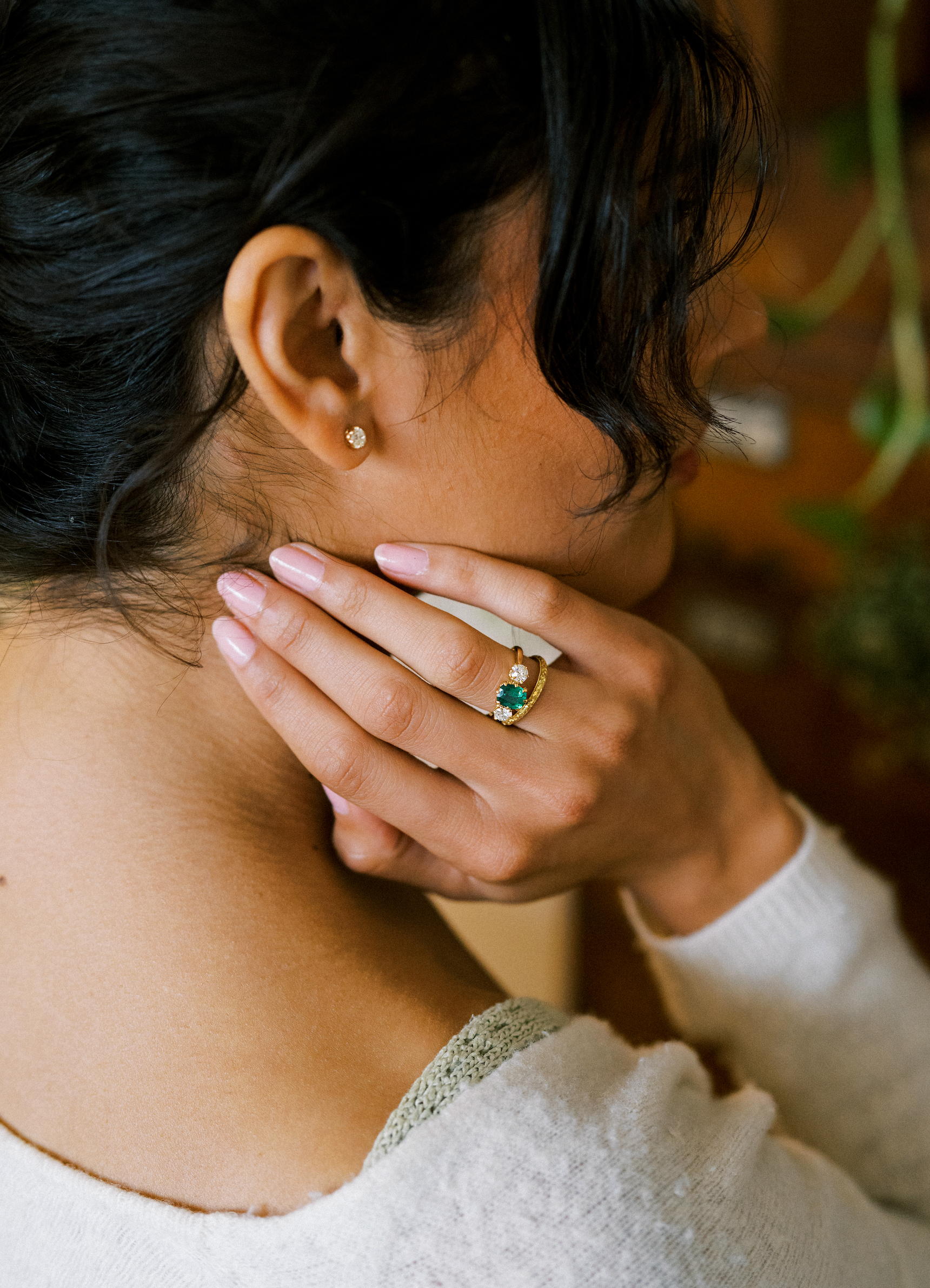 diamond in yellow gold setting