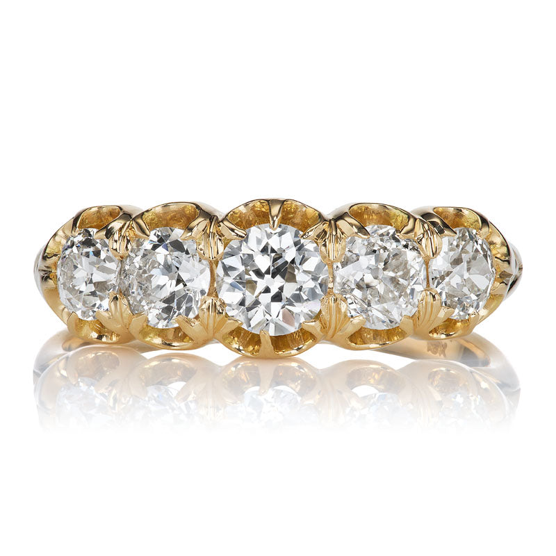 Five Stone Half Hoop in 18kt Yellow Gold